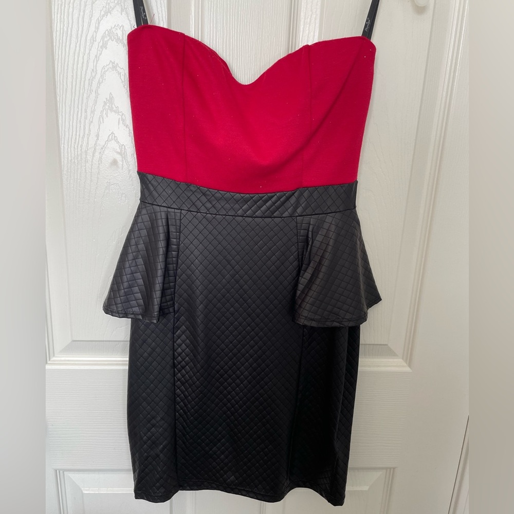 Red and Black Leather Dress
